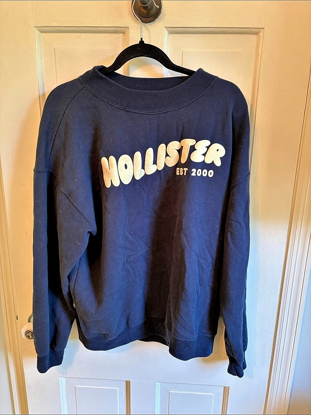 Hollister Feel Good Oversized Logo Graphic Crew Sweatshirt Blue Medium